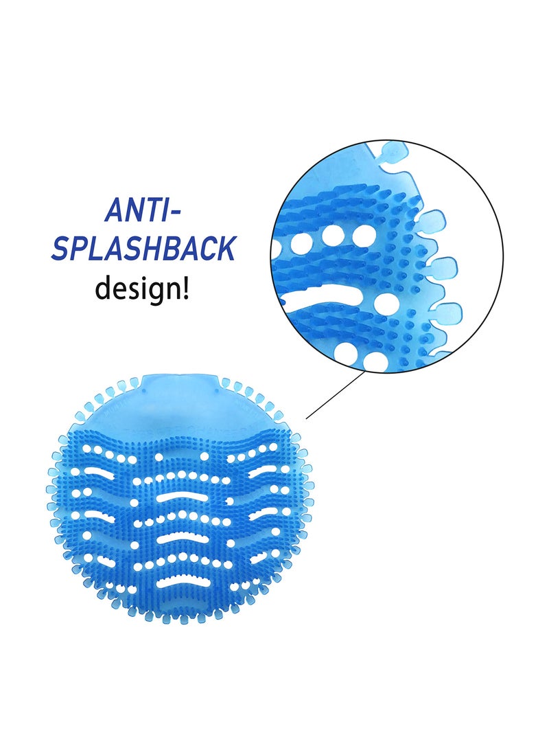 KASTWAVE 5 Pack Scented Urinal Screens Deodorizer with Anti-Splash Bristles, KASTWAVE Men Bathroom Deodorizer Waterless Toilet Anti Splash Urinal for Public Restrooms and Fits Most Brand Urinals (Blue)  - Image 4