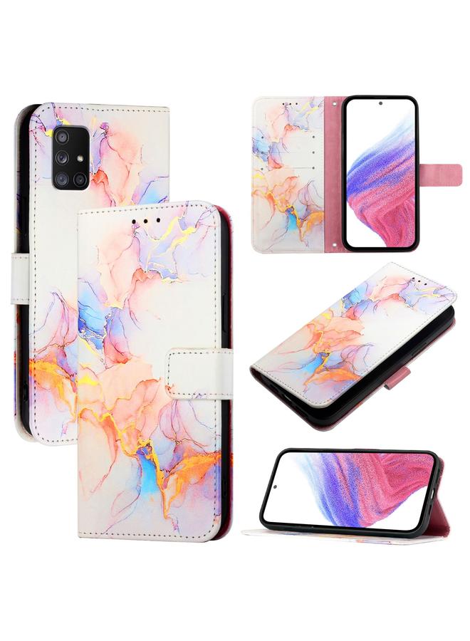 For Samsung Galaxy A71 5G PT003 Marble Pattern Flip Leather Phone Case(Galaxy Marble White)