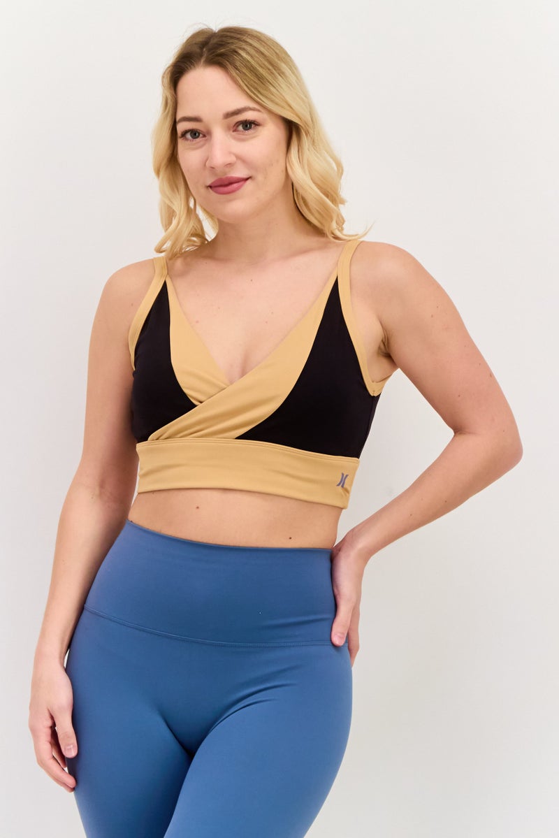 Hurley Women Brand Logo Padded Sports Bra, Black - Image 1