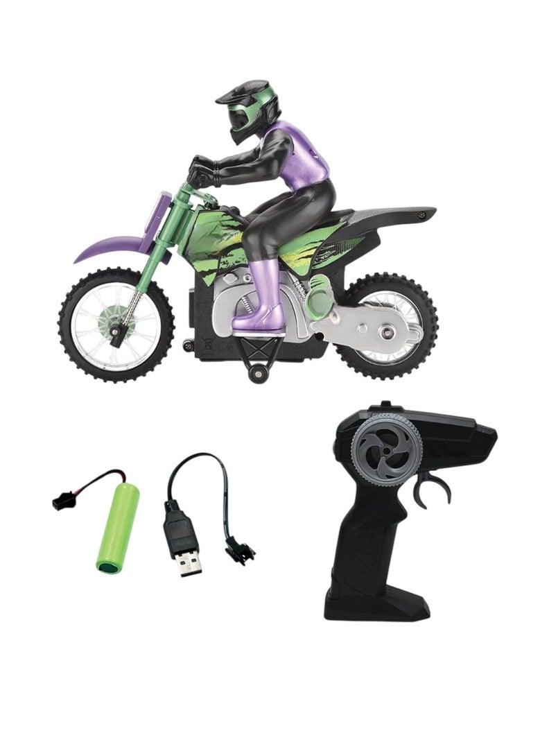 Lexibook RC Motorcycle, Fast Acceleration Motorcycle Model Toy, Ergonomic Remote Control Rechargeable Motorcycle, Kids Bike Toy For Indoor And Outdoor, (1pc, Black And Green) - Image 1