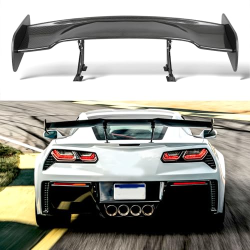JMTBNO 57 Inch Rear Spoiler GT Style Carbon FiberUniversal Car Rear Trunk Spoiler Wing Spoiler Compatible with Honda Civic Chevy Corvette Mustang Camaro Nissan Ford - Image 1