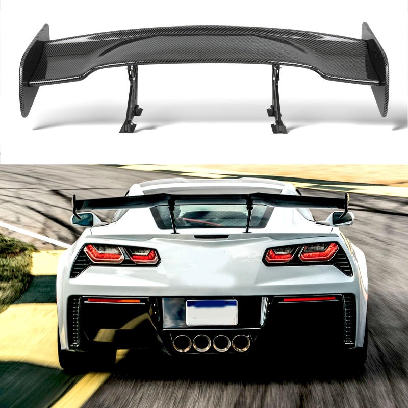 JMTBNO 57 Inch Rear Spoiler GT Style Carbon FiberUniversal Car Rear Trunk Spoiler Wing Spoiler Compatible with Honda Civic Chevy Corvette Mustang Camaro Nissan Ford - Image 3