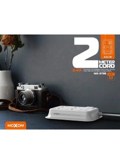 MOXOM MX-ST06 Power Strip with 4 Anti-Static Sockets, 6 USB Ports, 2 Type-C Ports, Surge Protector, 2 Meter Length, Multi-Outlet Power Strip, White  - Image 2