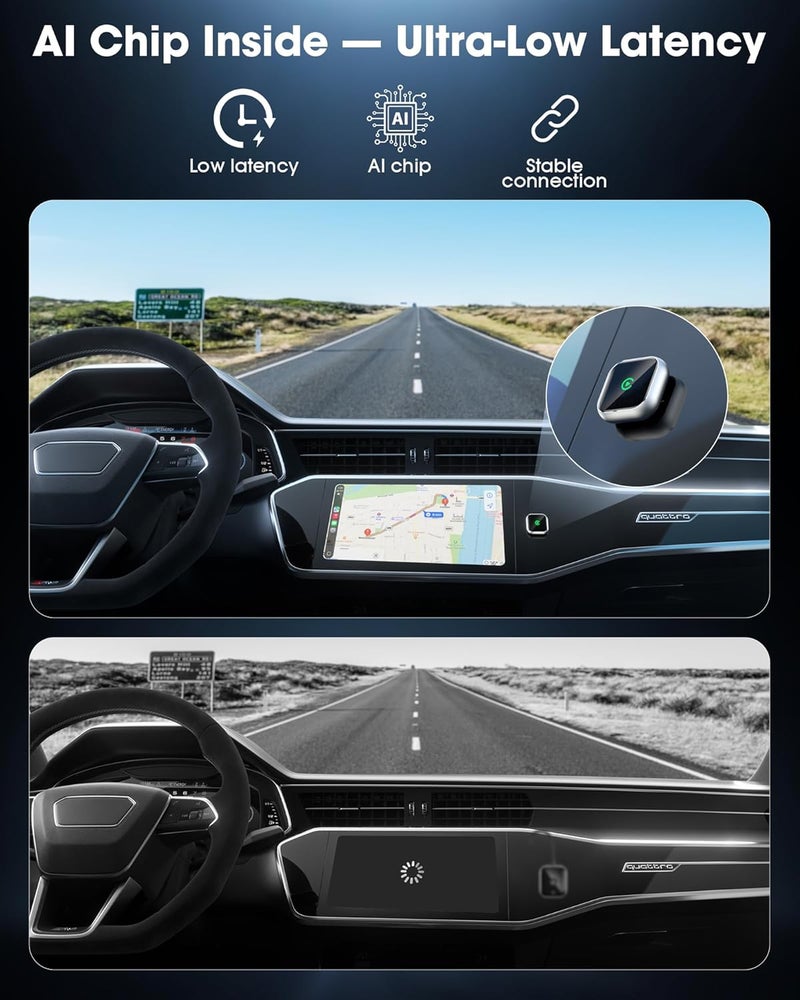 محول CarPlay لاسلكي 2025 يطور CarPlay السلكي إلى لاسلكي، سلس، سريع، مستقر، بربط تلقائي، مناسب لأي سيارات صُنعت عام 2016 وما بعده، محول CarPlay من أبل، يدعم نظام التحديد الموضع العالمي (GPS) - Image 4