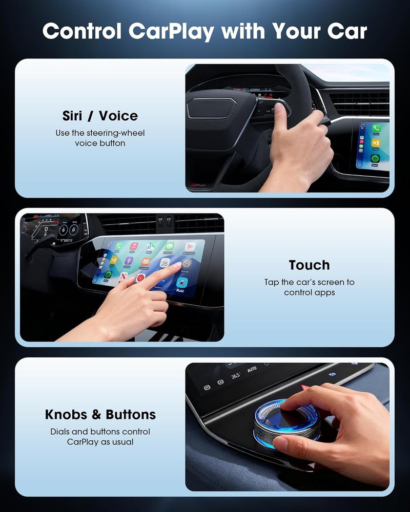 محول CarPlay لاسلكي 2025 يطور CarPlay السلكي إلى لاسلكي، سلس، سريع، مستقر، بربط تلقائي، مناسب لأي سيارات صُنعت عام 2016 وما بعده، محول CarPlay من أبل، يدعم نظام التحديد الموضع العالمي (GPS) - Image 3