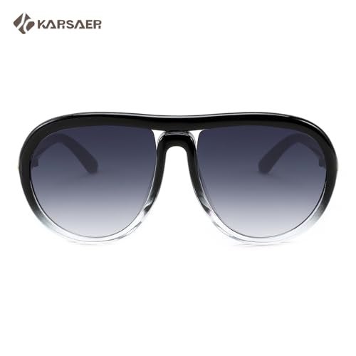 Karsaer Oversized Vintage Aviator Sunglasses for Men Women, Big Retro Round Aviator Sunglasses K7132 - Image 3
