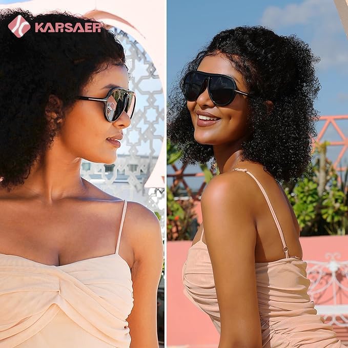 Karsaer Oversized Vintage Aviator Sunglasses for Men Women, Big Retro Round Aviator Sunglasses K7132 - Image 2