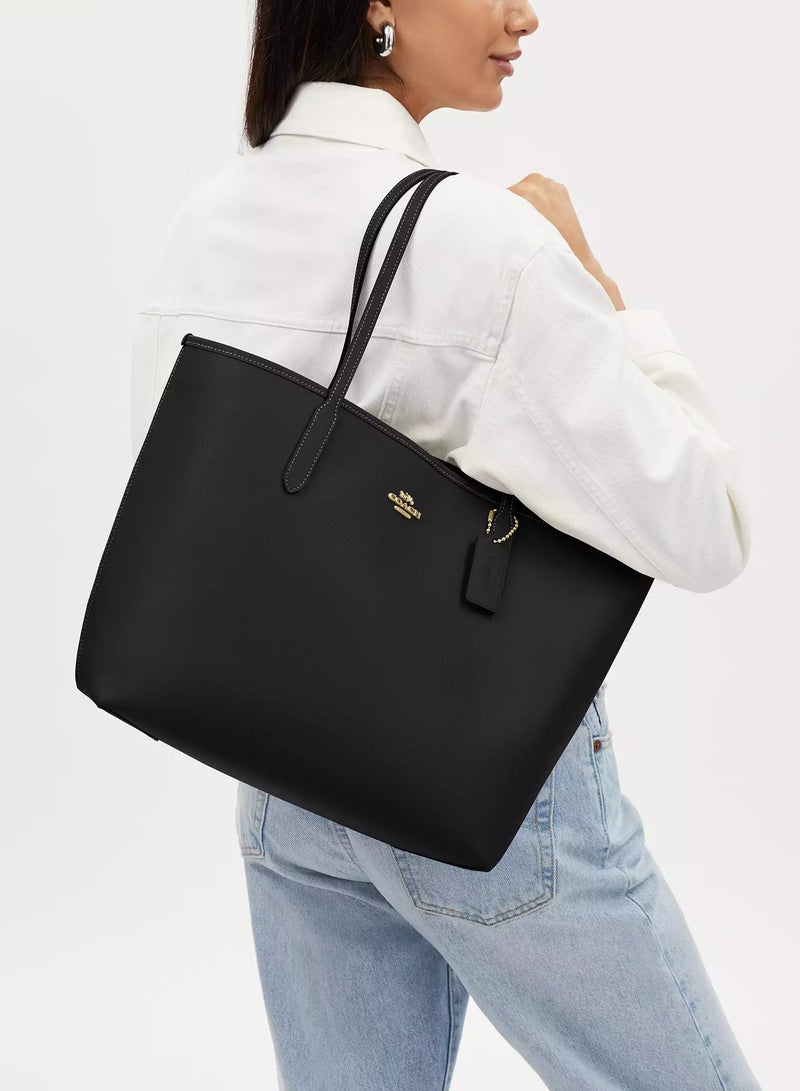 coachoutlet Coach City Tote Bag In Black Leather, Women's Cross Body Bag, Women's Hand Bag, Women's Shoulder Bag, Women's Travel Bag, Black - Image 2