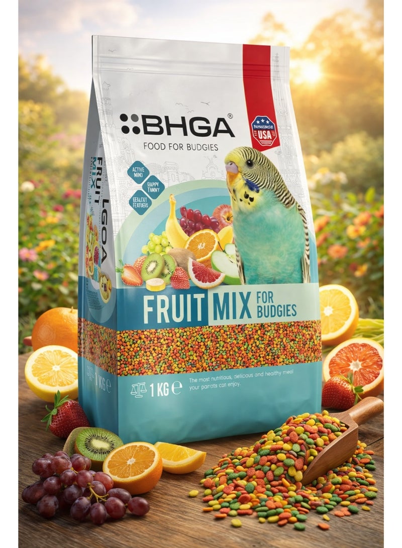 Premium Fruit Mix for Budgies 1KG – Nutrient-Rich Bird Food with Natural Fruit Flavors, Essential Vitamins, and Minerals for Active Minds and Healthy Plumage - Image 1