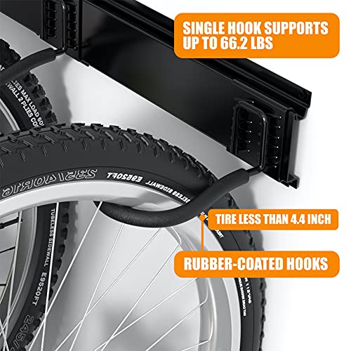 TORACK Bike Storage Rack, 6 Bike Rack Wall Mount Home and Garage Organizer, Vertical Bicycles Hanger Hooks for Indoor Space Saving - Image 4
