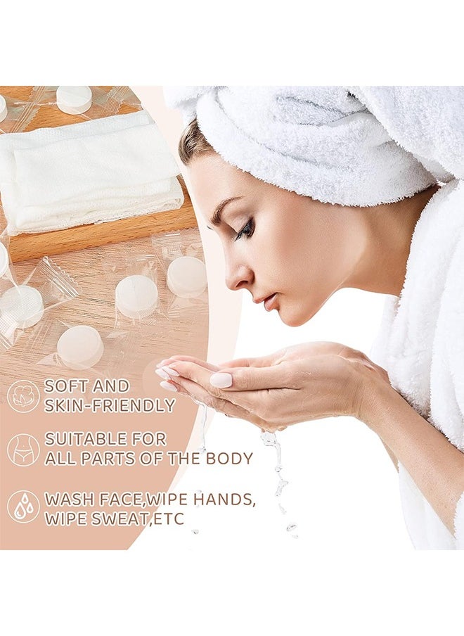 HS 100PCS Mini Compressed Towel, Disposable Face Compressed Towels, Compressed Towels For Camping, Soft Hand Wipe, Portable Compressed Cotton Coin Tissue Towel For Travel/Home/Outdoor Activities  - Image 4
