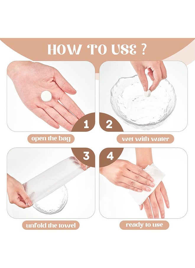 HS 100PCS Mini Compressed Towel, Disposable Face Compressed Towels, Compressed Towels For Camping, Soft Hand Wipe, Portable Compressed Cotton Coin Tissue Towel For Travel/Home/Outdoor Activities  - Image 3
