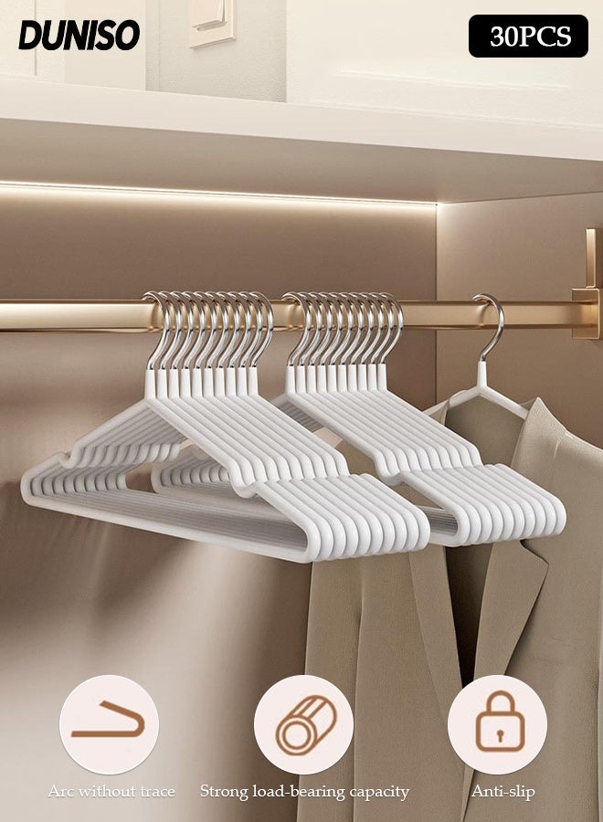 DUNISO 30Pcs Stainless Steel Clothes Hangers Non-Slip Rubber Coated Metal Hangers with Notches Space Saving Storage Organiser Hangers Multi-functional Durable Heavy Duty Strong Clother Hanger for Shirt Pants Dress - Image 1