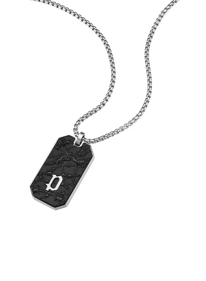 POLICE Wire Stainless Steel Chain Gents Necklace With Black Stainless Steel PendantPEAGN0033802