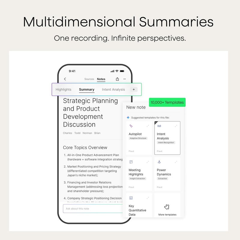Plaud Note Pro AI Voice Recorder Transcribe & Summarize for Meetings Calls | AI Note Taker for Professionals & Teams, Productivity, 112 Languages, Ultra-Slim, InstantView Display, Case Included, Black - Image 3