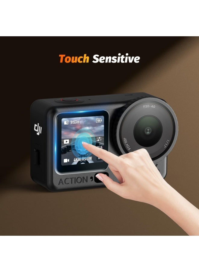 شيك فايب واقي شاشة عدسة لإكسسوارات DJI Osmo Action 6 (عبوة من 6 قطع)، واقي شاشة من الزجاج المقوى لشاشة Action 6 Pro OLED، حماية كاملة، Ultra HD، صلابة 9H، مقاوم للخدش، عبوتان من واقي الشاشة الزجاجي المقوى + عبوتان من واقي الشاشة الأمامي + عبوتان من واقي العدسات - Image 5