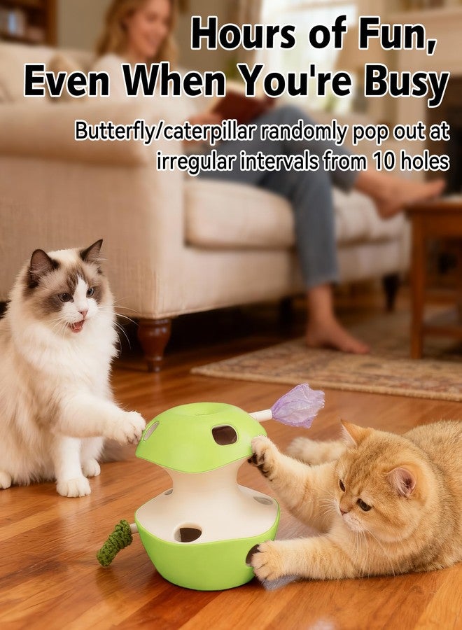 Joytale Interactive Cat Toys for Indoor Cats, Whack A Mole Electronic Self Play Toy Automatic Apple-Shaped, 2-Level with 10 Holes, Smart Sensor, Feather Teaser, Rechargeable for Kitten Adult, Green - Image 5