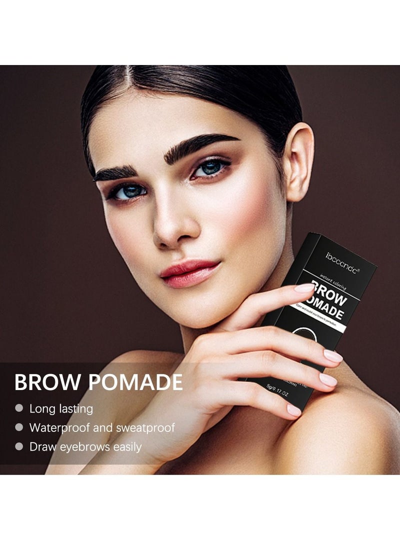 ibcccndc Brow Pomade Brown Brow Gel Cream 24 Hour Wear Waterproof With Sponge Brush Stencils Dual Ended Spoolie & Angled Brow Brush High Pigmented Eyebrow Stamp Stencil Kit (#05)  - Image 4