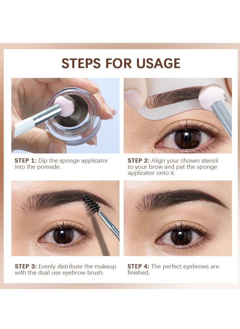 ibcccndc Brow Pomade Brown Brow Gel Cream 24 Hour Wear Waterproof With Sponge Brush Stencils Dual Ended Spoolie & Angled Brow Brush High Pigmented Eyebrow Stamp Stencil Kit (#05)  - Image 3