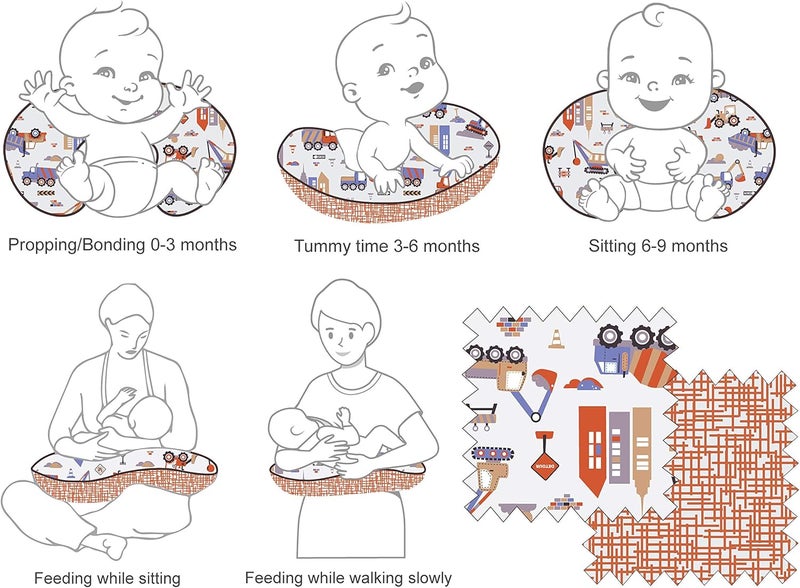 Bacati Construction Multicolor Boys Cotton Nursing Pillow Cover - Image 3