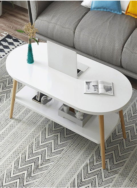 Multipurpose White 2-Tier Coffee Table for Bedroom - Modern and Functional Design - 100 x 42 x 55 CM