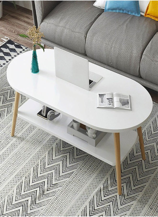 Multipurpose White 2-Tier Coffee Table for Bedroom - Modern and Functional Design - 100 x 42 x 55 CM