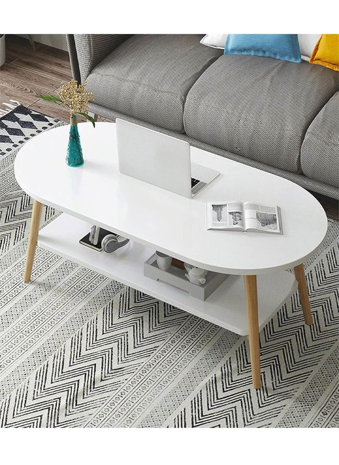 Multipurpose White 2-Tier Coffee Table for Bedroom - Modern and Functional Design - 100 x 42 x 55 CM