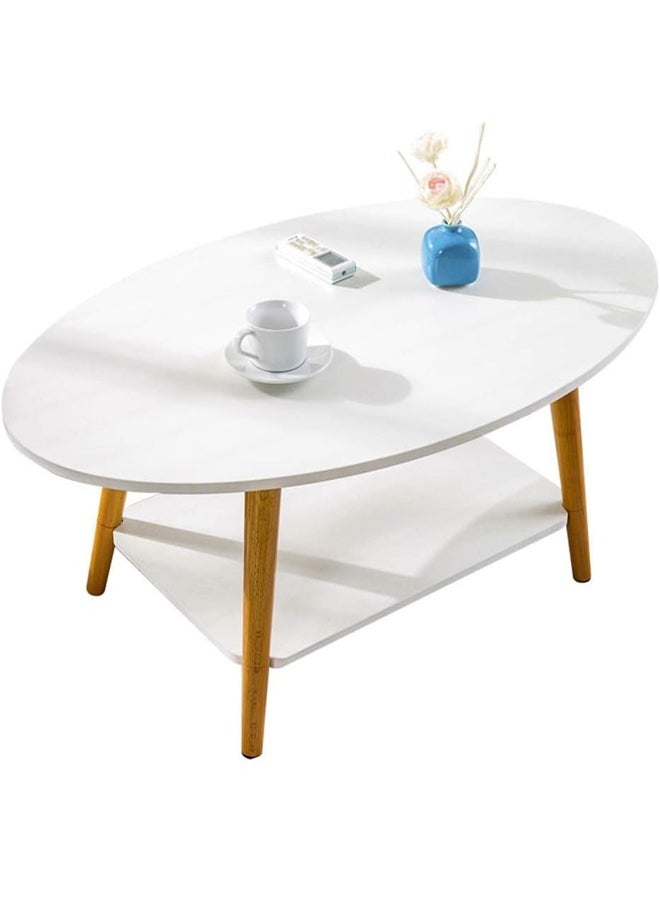 Multipurpose White 2-Tier Coffee Table for Bedroom - Modern and Functional Design - 100 x 42 x 55 CM