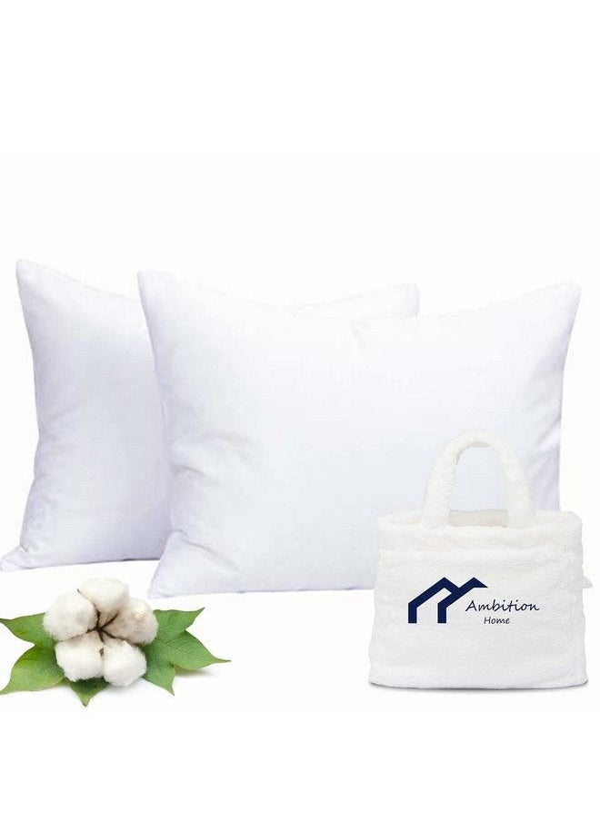Ambition Home - Toddler Travel Pillowcase 14X20 Inch White Solid Zipper Closer Pillowcase Set Of 2 Pc Travel Pillow Cover 500 Thread Count 100% Soft Egyptian Cotton Decorative Travel Pillow Cover - Image 1