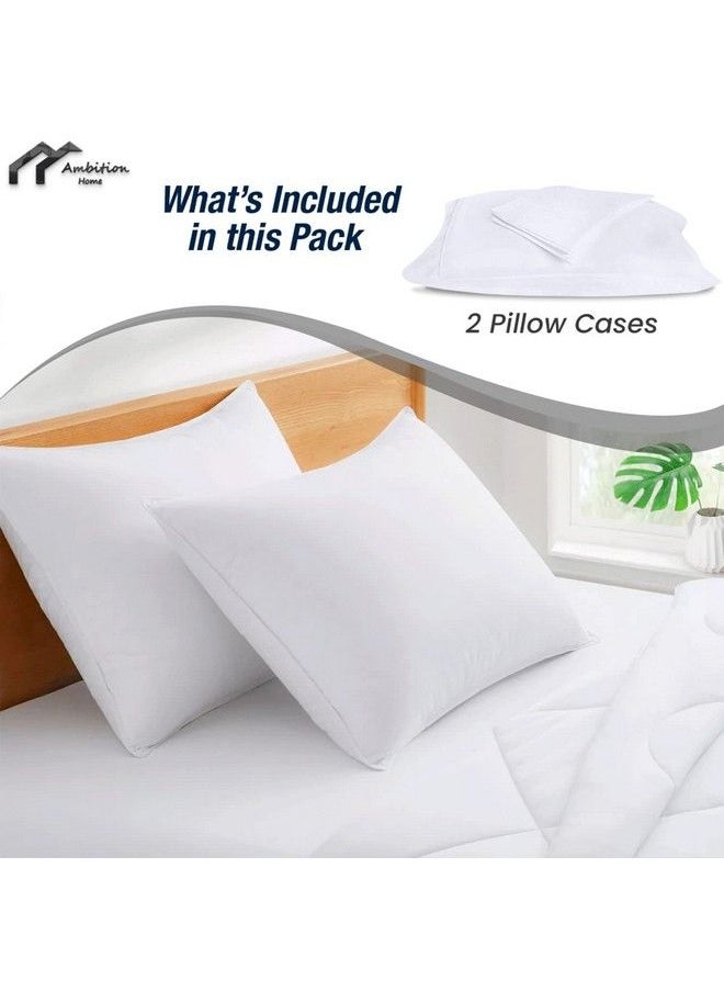 Ambition Home - Toddler Travel Pillowcase 14X20 Inch White Solid Zipper Closer Pillowcase Set Of 2 Pc Travel Pillow Cover 500 Thread Count 100% Soft Egyptian Cotton Decorative Travel Pillow Cover - Image 1