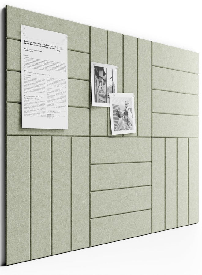 Bumusty Large Cork Board Alternative-36 x24 Felt Bulletin Board Tiles, with 30 Pushpins, 40 Adhesive Tabs, 6-Pack Slat Wall Paneling, Cork Boards for Office Push Pin Board Felt Board-Sage - Image 1
