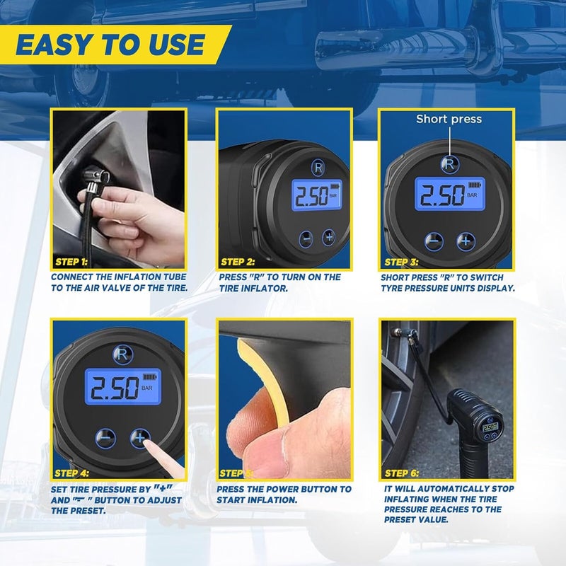Goodyear Portable Digital Tyre Inflator with LED Light and USB Rechargeable - Image 5