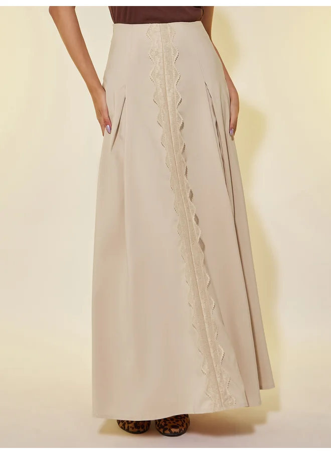 Take Two Take Two Lace Detail Pleated A-Line Maxi Skirt