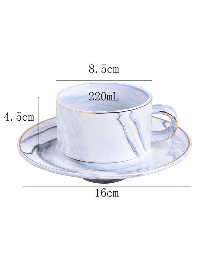 NIBEMINENT Marble Coffee Cup & Saucer Set White 220ml  - Image 2
