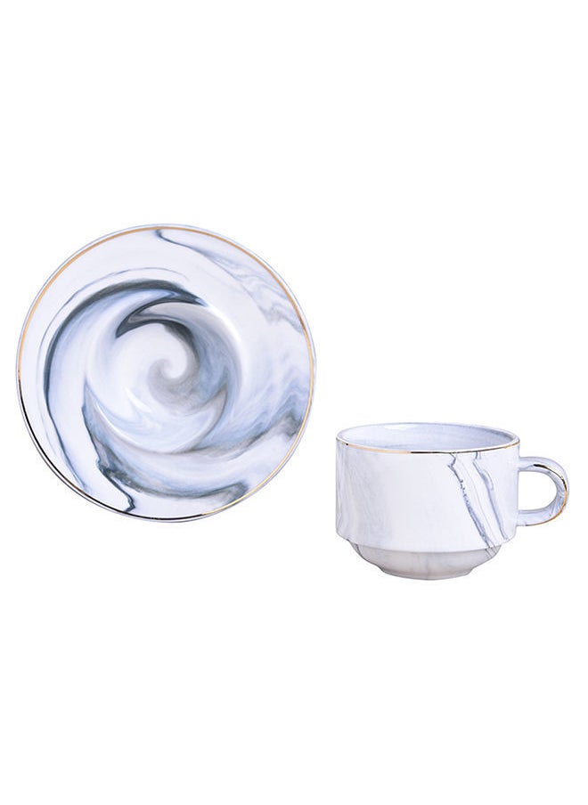 NIBEMINENT Marble Coffee Cup & Saucer Set White 220ml  - Image 4