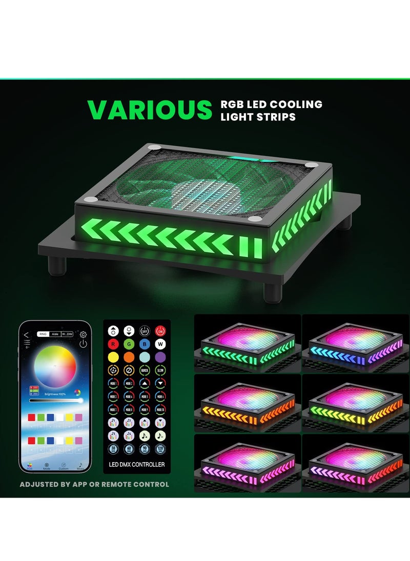 SYOSI - RGB Cooling Fan for Xbox Series X, Led Light Strip, Dust Cover Filter, Rubber Dust Plugs, Low Noise Top Fan, Independent Touch Switch, Enhance Your Gaming Experience - Image 1