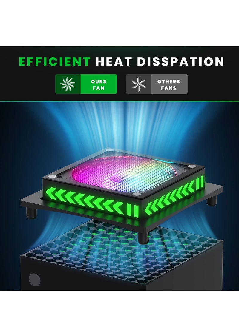 SYOSI - RGB Cooling Fan for Xbox Series X, Led Light Strip, Dust Cover Filter, Rubber Dust Plugs, Low Noise Top Fan, Independent Touch Switch, Enhance Your Gaming Experience - Image 1
