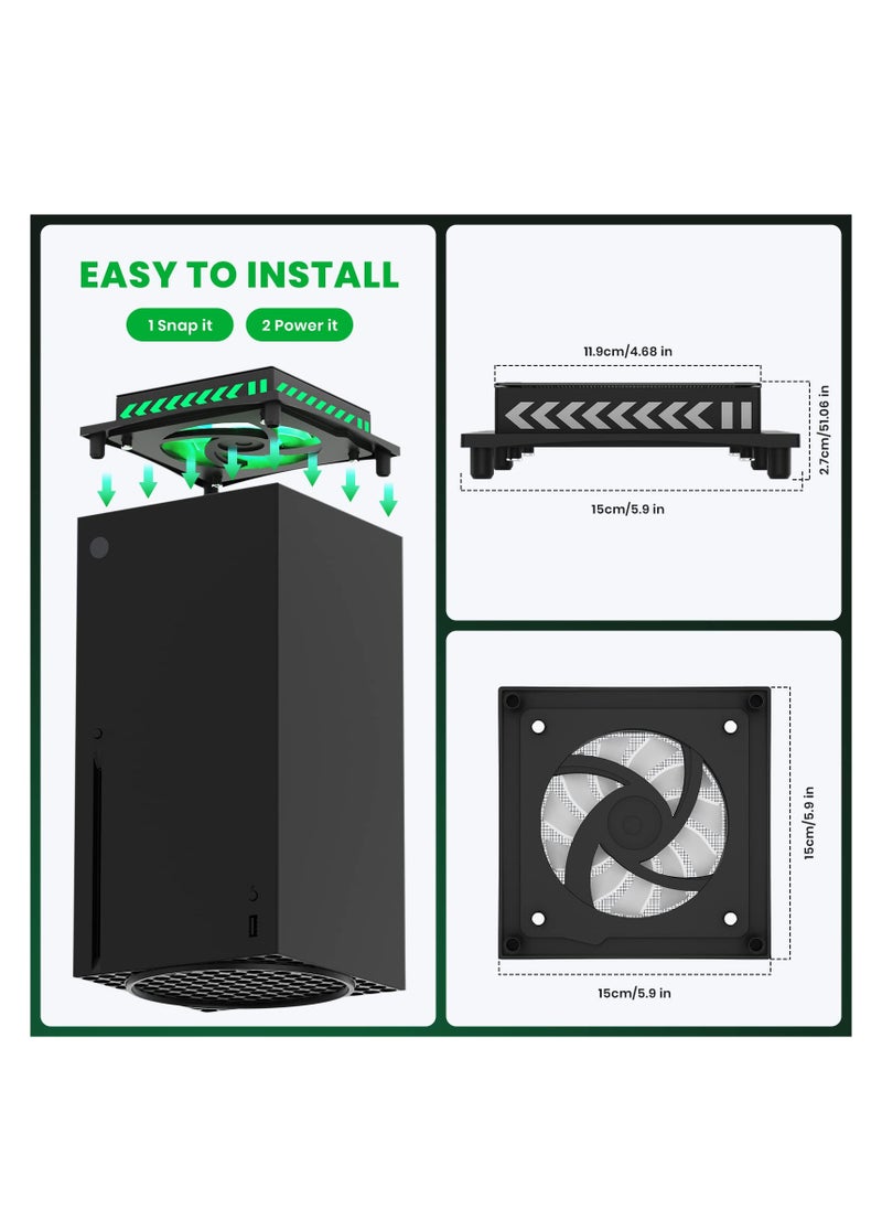 SYOSI - RGB Cooling Fan for Xbox Series X, Led Light Strip, Dust Cover Filter, Rubber Dust Plugs, Low Noise Top Fan, Independent Touch Switch, Enhance Your Gaming Experience - Image 1