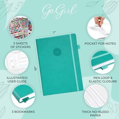 GoGirl Planner PRO Schedule - Undated Planner with Hourly Time Slots, Monthly, Weekly & Daily Organizer, Appointment Book for time Management, 7"x10" Hardcover, Lasts 1 Year - Turquoise - Image 2