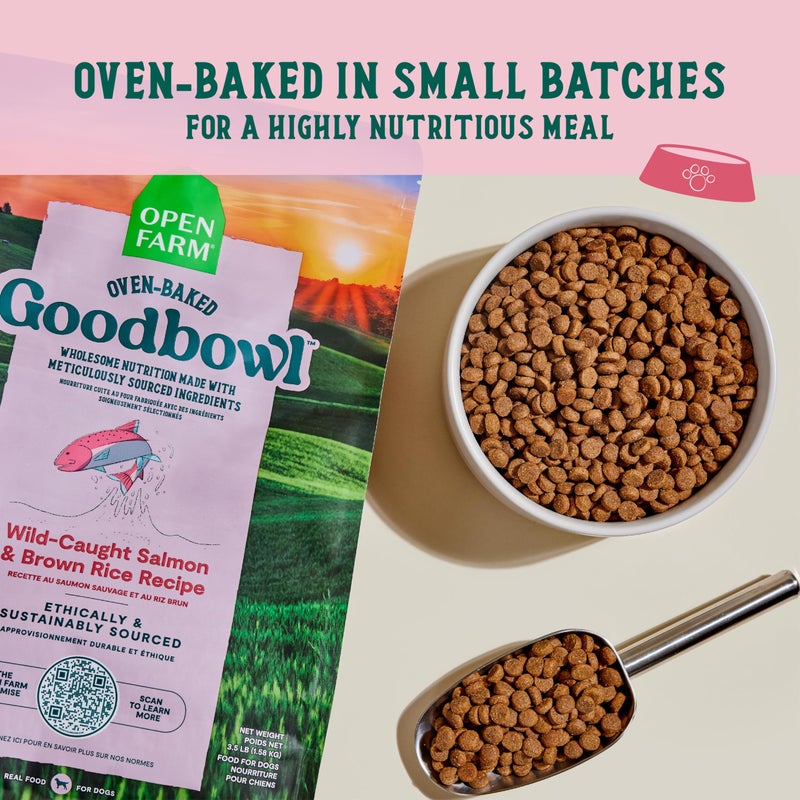 Open Farm Goodbowl, Oven-Baked Small Batch Dry Dog Food - Wild Caught Salmon & Brown Rice Recipe, Includes Non-GMO Produce & Grains, 3.5lb Bag (56oz Bag) - Image 2