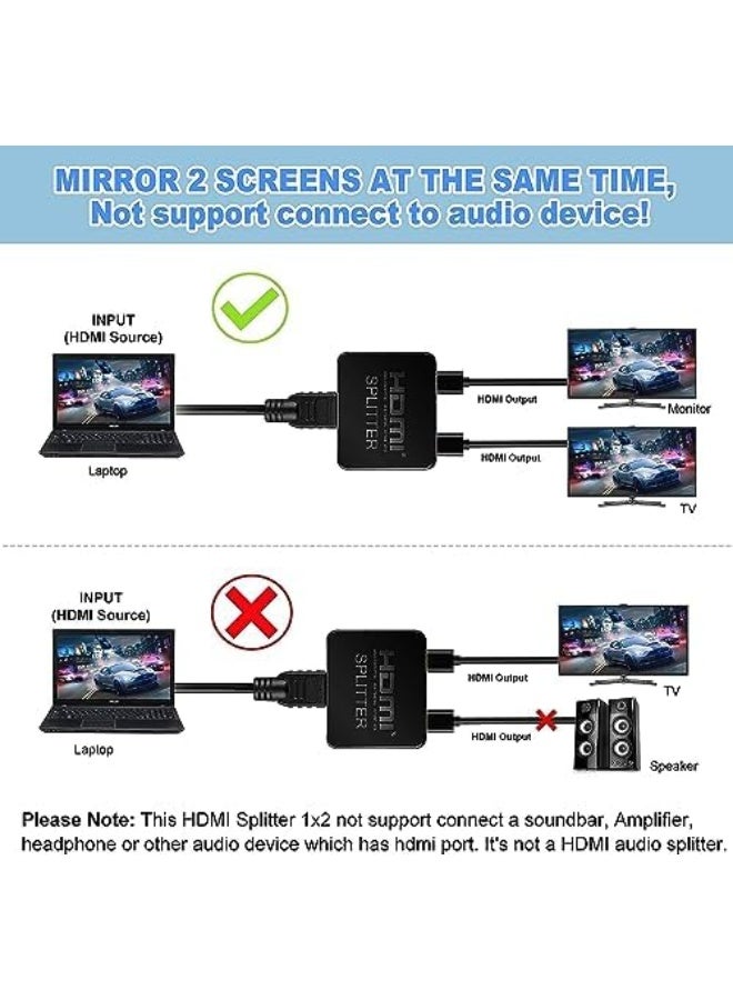 HDMI Splitter 1 in 2 Out With 4ft Cable - 4K Dual Monitor Duplicate/Mirror, 1x2 Amplifier for Full HD 1080P 3D, 1 Source to 2 Displays - Image 5