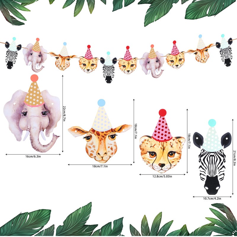 Epakh 2 Pcs Party Animal Banner Jungle Safari Animals Happy Birthday Banner Jungle Baby Shower Woodland Wild Animal Theme Decorations Boys Girls Birthday Party Supplies - Image 2