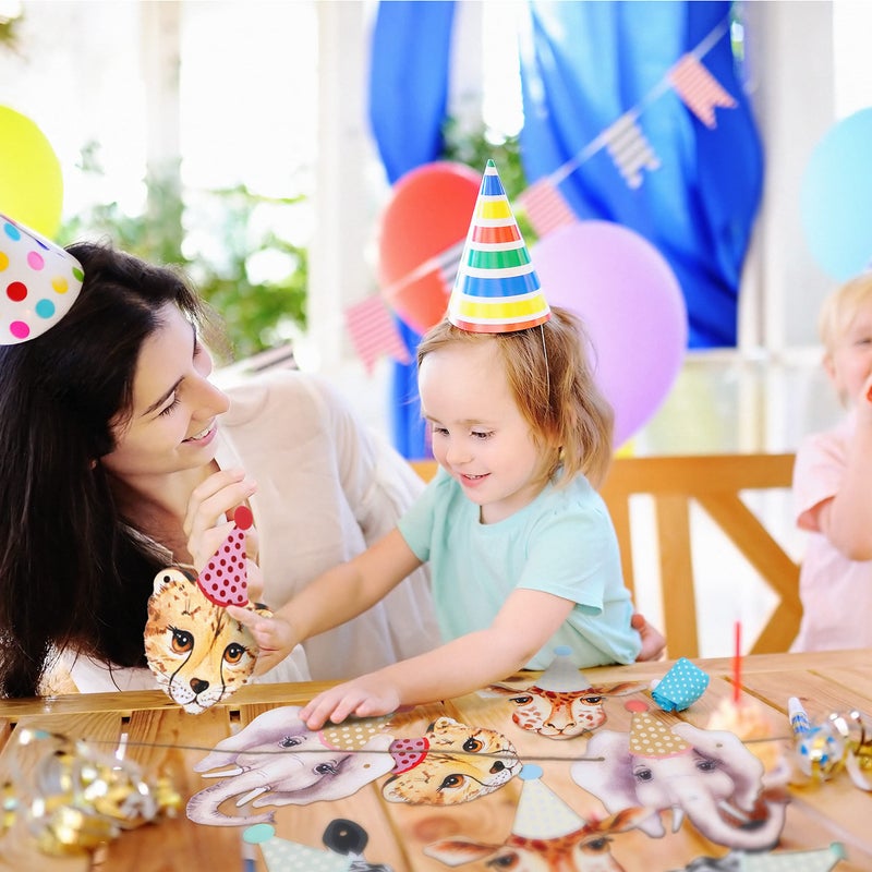 Epakh 2 Pcs Party Animal Banner Jungle Safari Animals Happy Birthday Banner Jungle Baby Shower Woodland Wild Animal Theme Decorations Boys Girls Birthday Party Supplies - Image 4