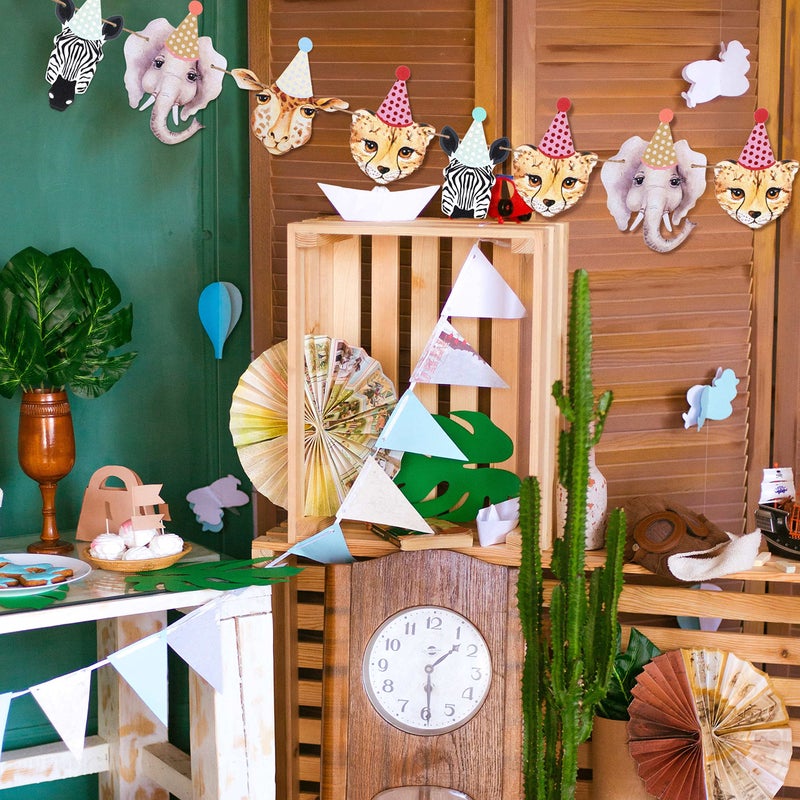 Epakh 2 Pcs Party Animal Banner Jungle Safari Animals Happy Birthday Banner Jungle Baby Shower Woodland Wild Animal Theme Decorations Boys Girls Birthday Party Supplies - Image 5