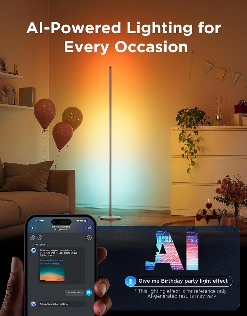 Govee RGBIC Floor Lamp - Smart LED Corner Lamp with Music Sync and 16 Million Colors for Bedroom and Living Room, Silver - Image 4