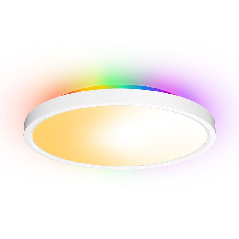 ضوء سقف LED 30W 2700LM دائري مسطح مع تحكم WiFi BT RGBIC/CCT/RGB 2700K-6500K قابل للتعتيم مع تحكم عبر التطبيق مع جهاز تحكم عن بعد 2.4G للمنزل وغرفة النوم وخزانة الملابس - Image 1