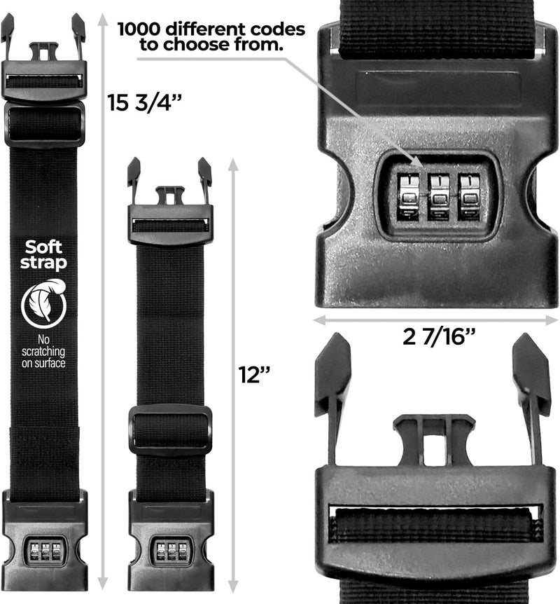 Lion Locks قفل الثلاجة للأطفال والبالغين 2 عبوة قفل ثلاجة بأبواب فرنسية قابل للتعديل قفل ثلاجة للأطفال والصغار والبالغين قفل ثلاجة ذو بابين سهل التركيب - Image 2