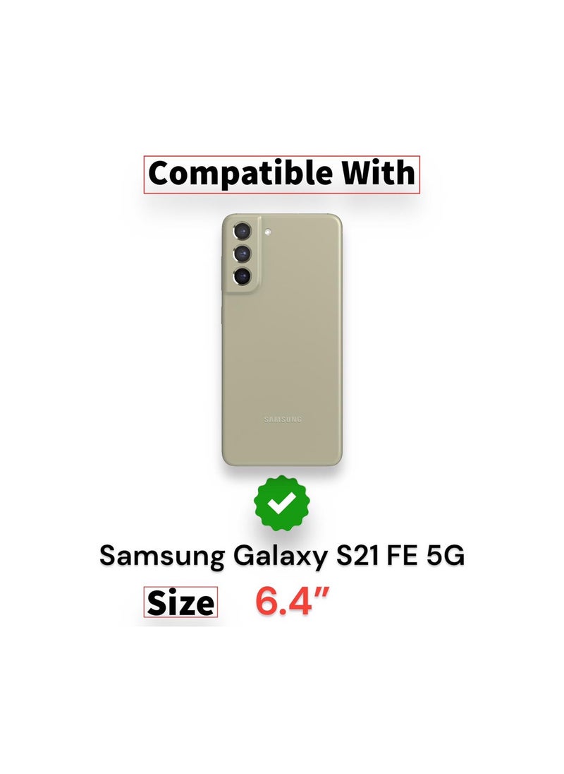 For Samsung Galaxy S21 FE (5G) Clear View Flip Case , Without Sensor , Stand Watching Position , Mirror Full Protection Cover Compatible With Samsung Galaxy S21FE (5G) (6.4’) (Blue)