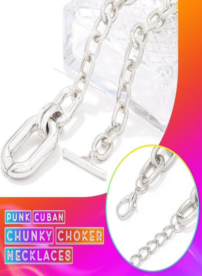CLOACE Chunky Choker Necklaces Layered Pendant Necklace Chain Punk Thick Necklace Accessories for Women (silver) - Image 5