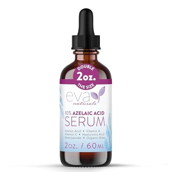 Eva Naturals Azelaic Acid Serum for Face – Niacinamide, Hyaluronic Acid, Vitamins A+C+E – Redness Relief, Dark Spots, Uneven Skin Tone, Texture, Pores, Topical Booster for Clearer, Smoother Skin, 2oz - Image 1